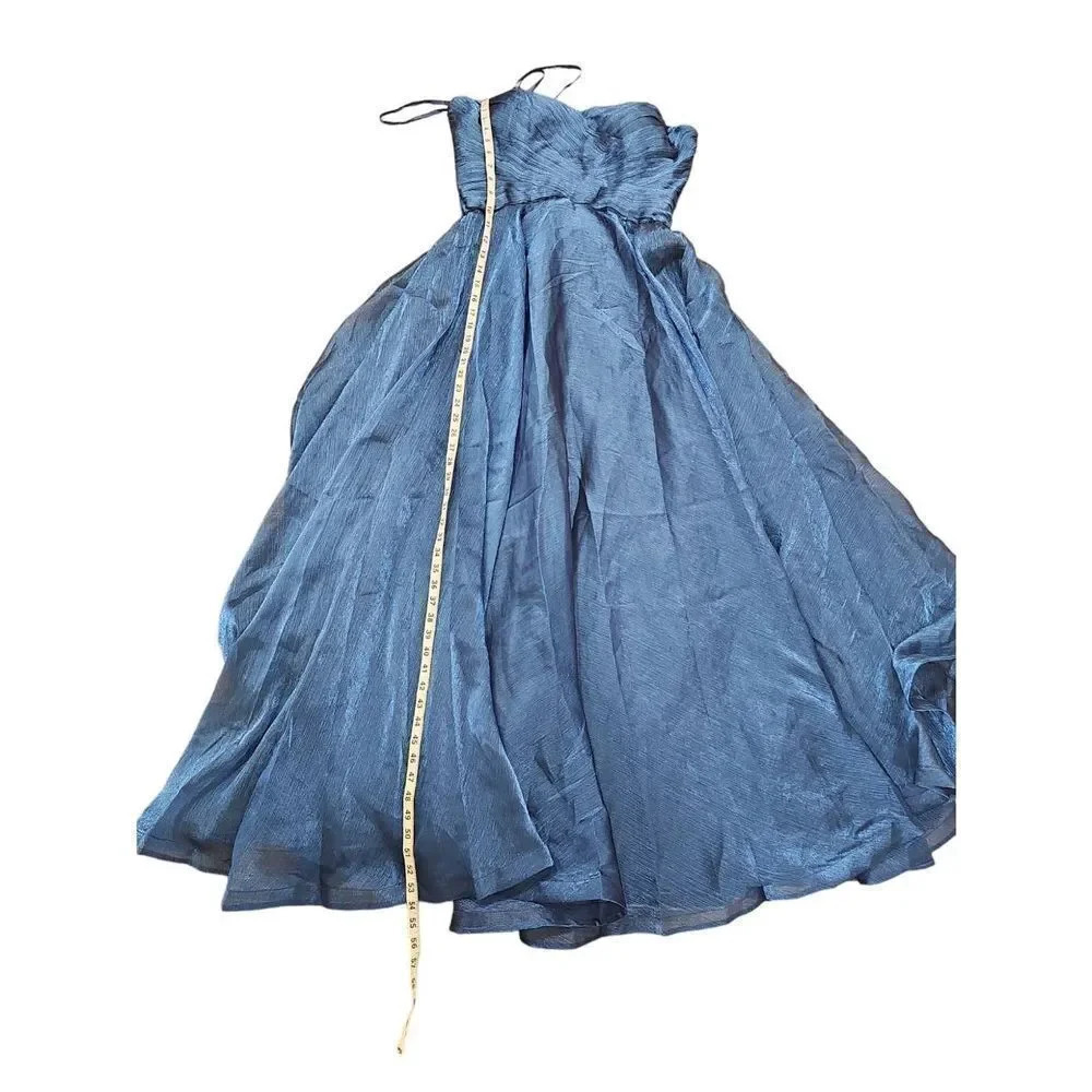 La Femme Dress Strapless Metallic Organza Ball Gown Formal Blue Sz 12 - Picture 10 of 10